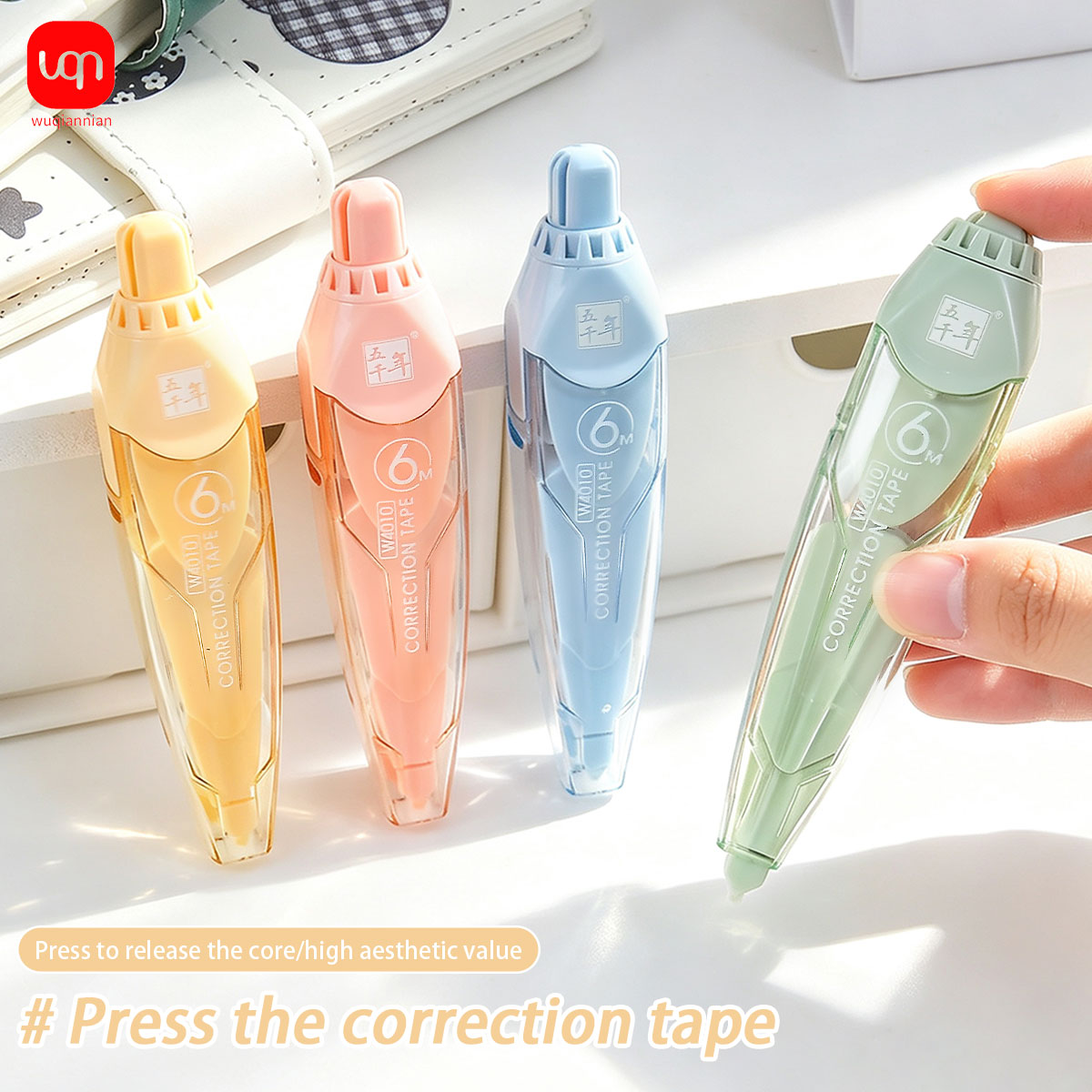 Correction Tape Roller - Pena Koreksi 6m dengan Tombol Tekan,
