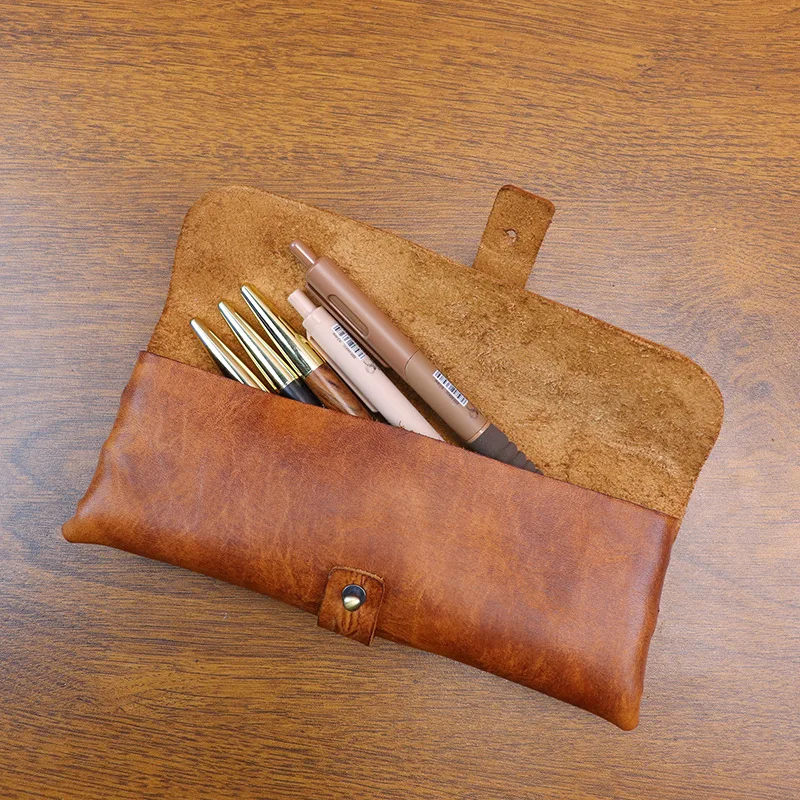 Kotak Pensil Kulit Retro Korea - Tan Stationery & Office Supply ulasan dan harga