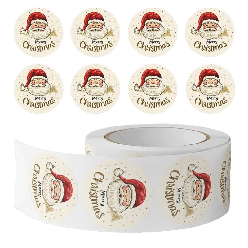 500pcs/Roll Stiker Santa Claus - Sticker Label Roll ulasan dan harga